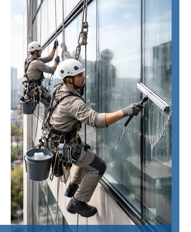 Мойка окон альпинистами в Полевской от 4619 р. | ВЫСОТНИК-Плв