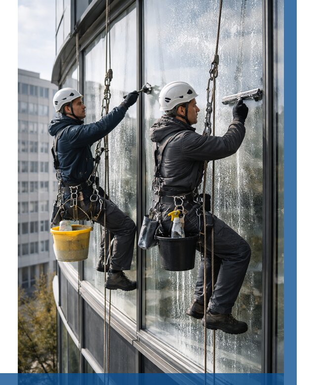 Мойка панорамных окон в Полевской от 359 р. заказать у ВЫСОТНИК-Плв
