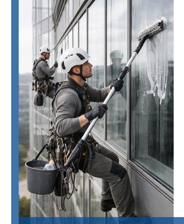 Высотная мойка сплошного остекления с выездом в Полевской