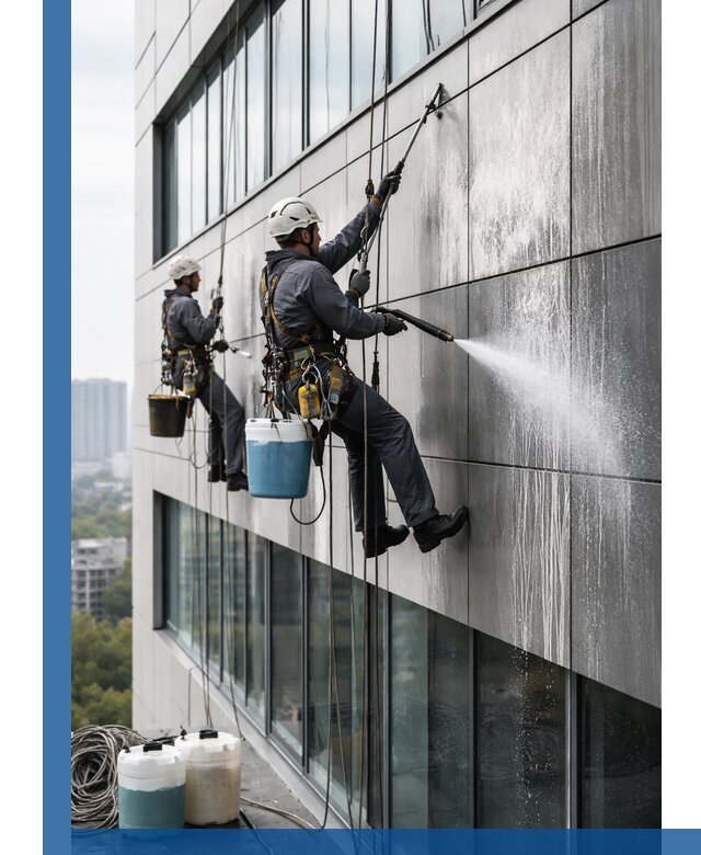 Профессиональная мойка вентилируемых фасадов в Полевской