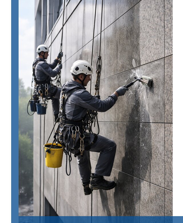 Профессиональная мойка фасада из керамогранита в Полевской