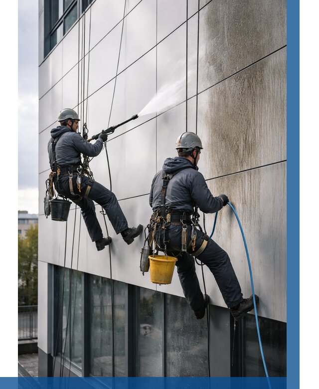 Мойка фасада из композита в Полевской по цене от 308 р. | ВЫСОТНИК-Плв