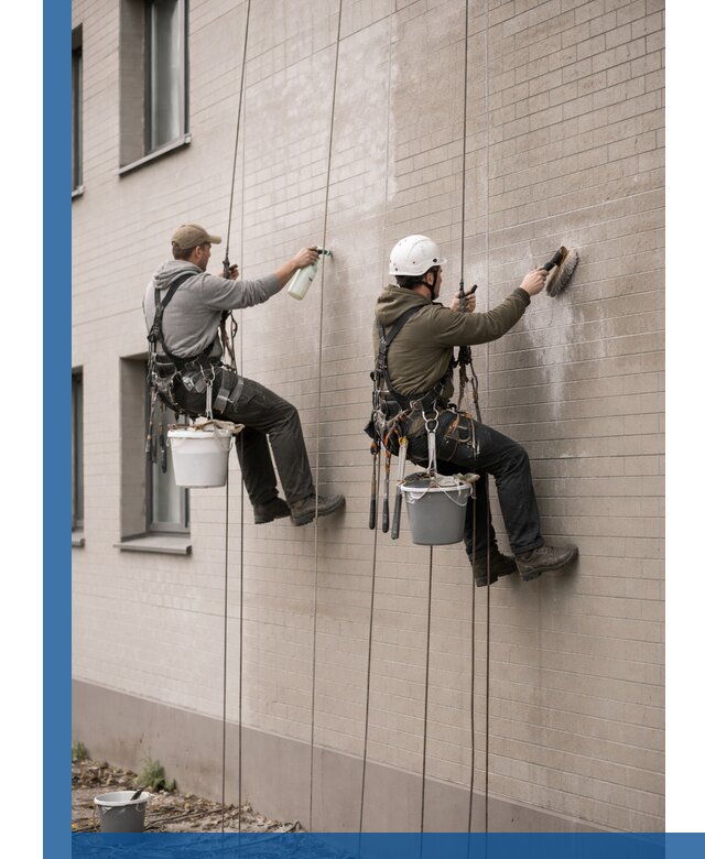 Удаление высолов с фасада зданий в Полевской без повреждений и следов