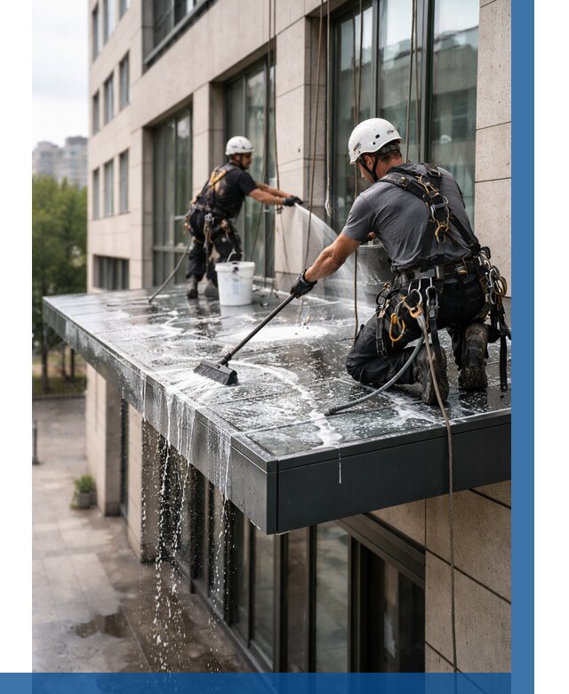 Мойка козырьков и навесов в Полевской от 3593 р. | ВЫСОТНИК-Плв