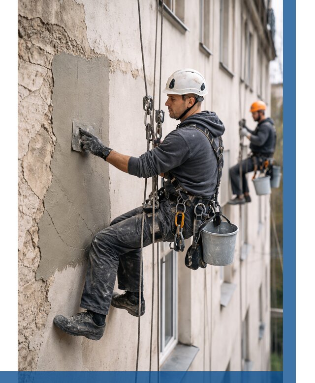Восстановление штукатурки фасада в Полевской от 1232 р. | ВЫСОТНИК-Плв