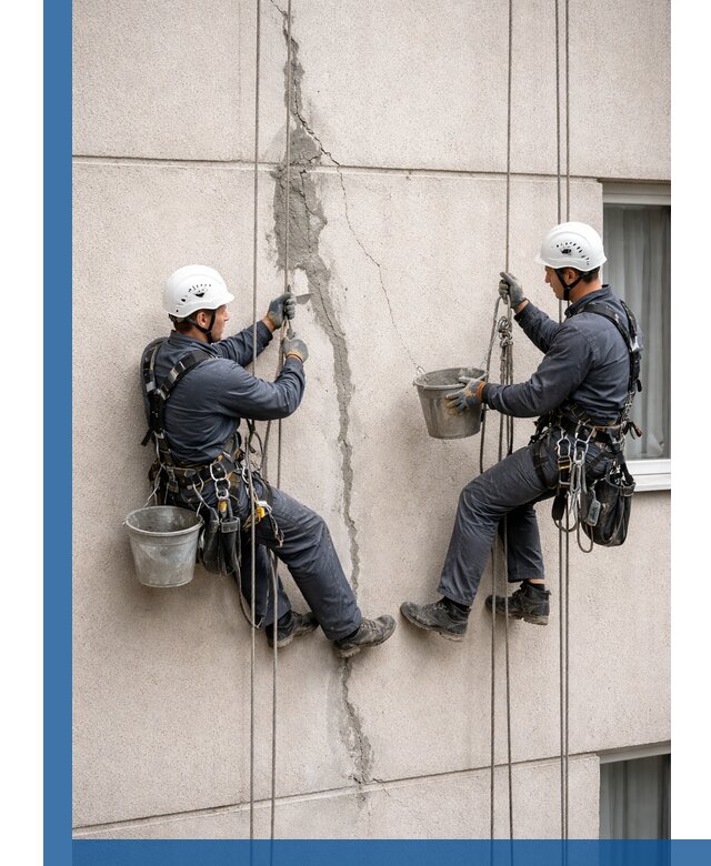 Заделка трещин на фасаде в Полевской с гарантийным ремонтом