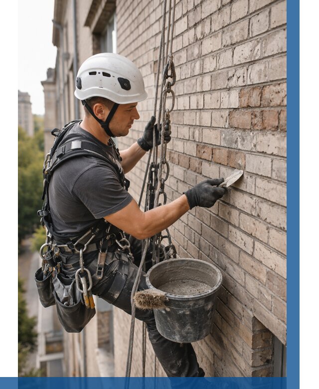 Ремонт кирпичной кладки фасада в Полевской от 1848 р. | ВЫСОТНИК-Плв