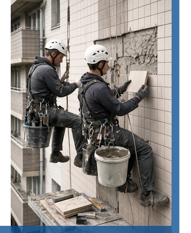 Ремонт облицовки фасада плиткой в Полевской от 1848 р. | ВЫСОТНИК-Плв