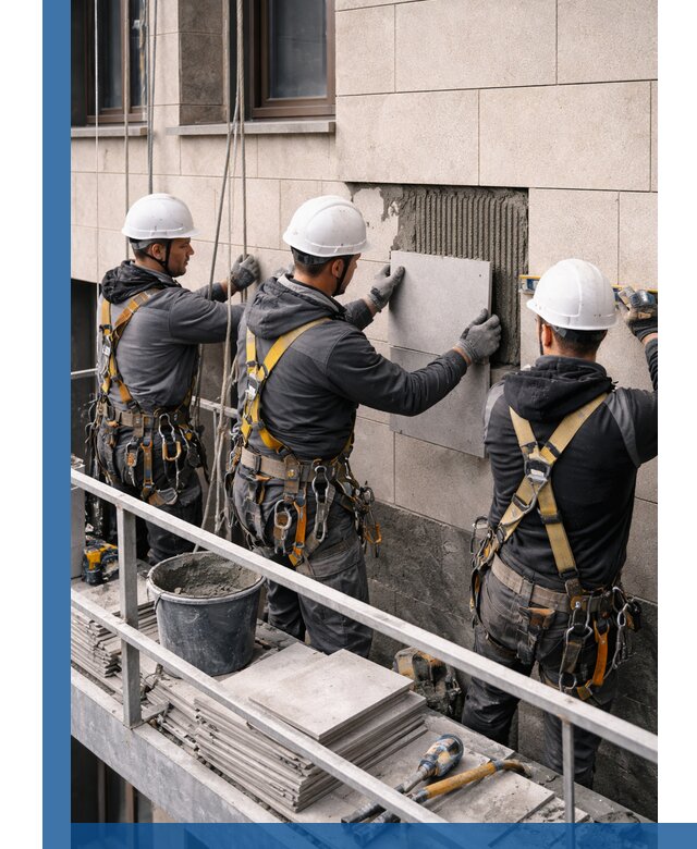 Ремонт облицовки фасада плиткой в Полевской с гарантией