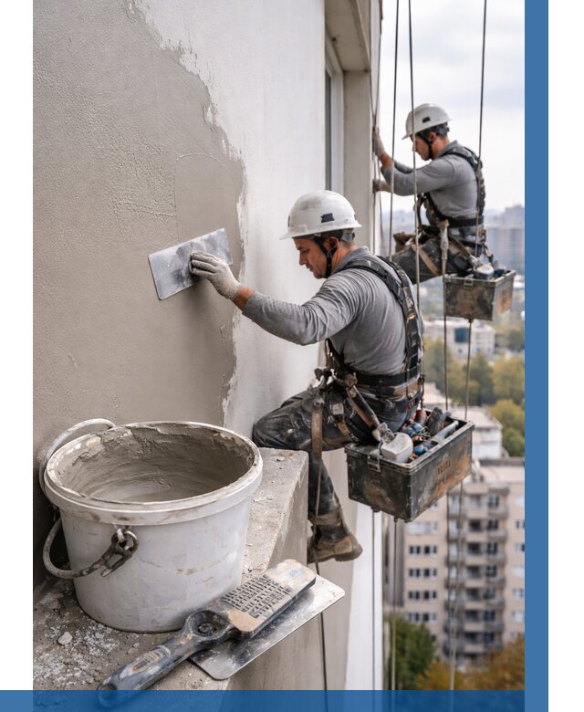 Шпаклевка фасада на высоте в Полевской от 719 р. | ВЫСОТНИК-Плв