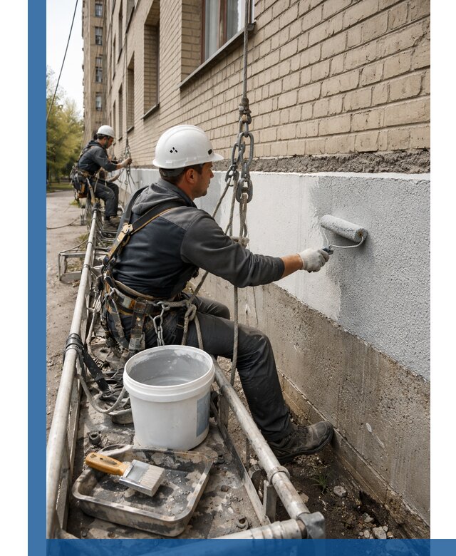 Окраска цоколя здания в Полевской профессионально и надежно