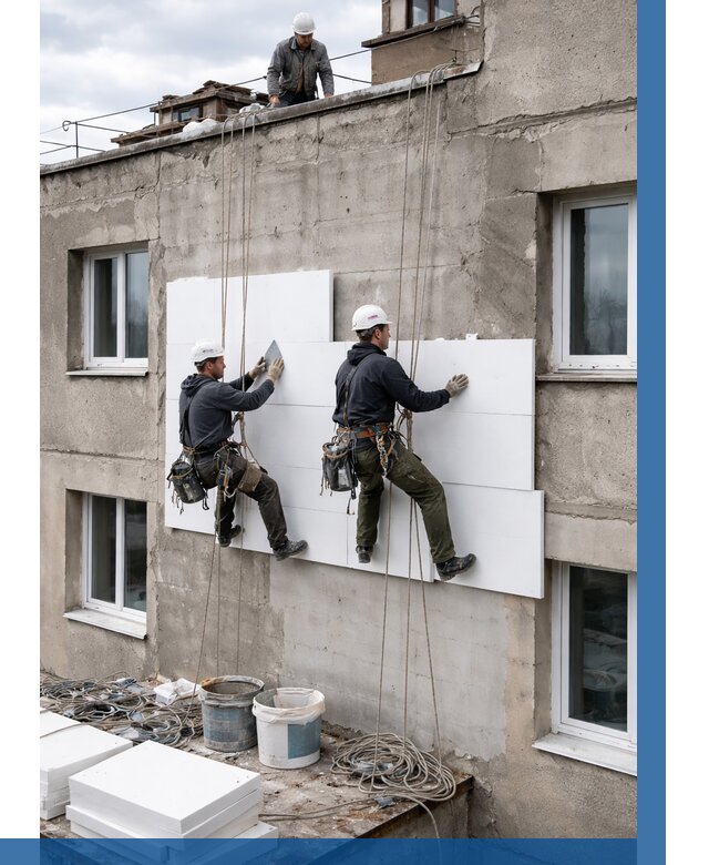 Утепление фасада пенополистиролом в Полевской от 1848 р. | ВЫСОТНИК-Плв