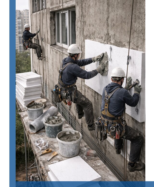 Утепление фасада пенополистиролом в Полевской под ключ