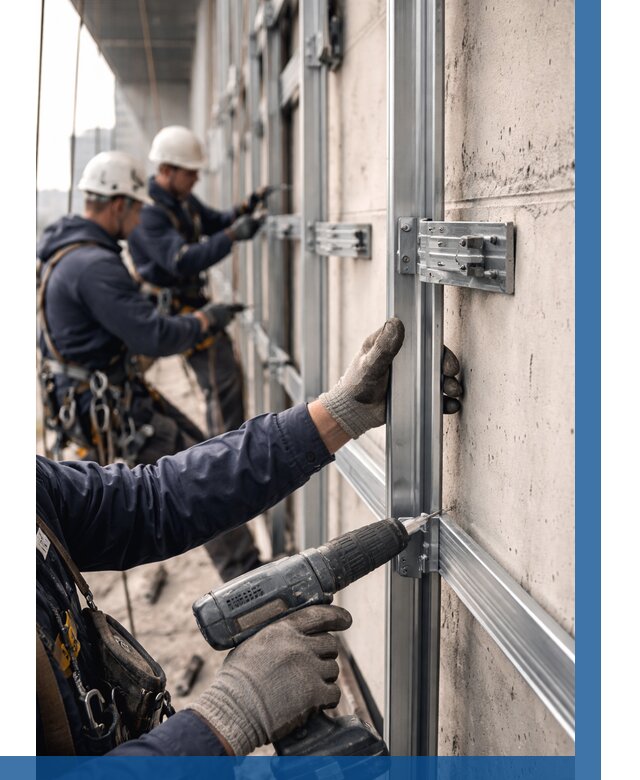 Монтаж подсистемы вентфасада в Полевской от 873 р. | ВЫСОТНИК-Плв