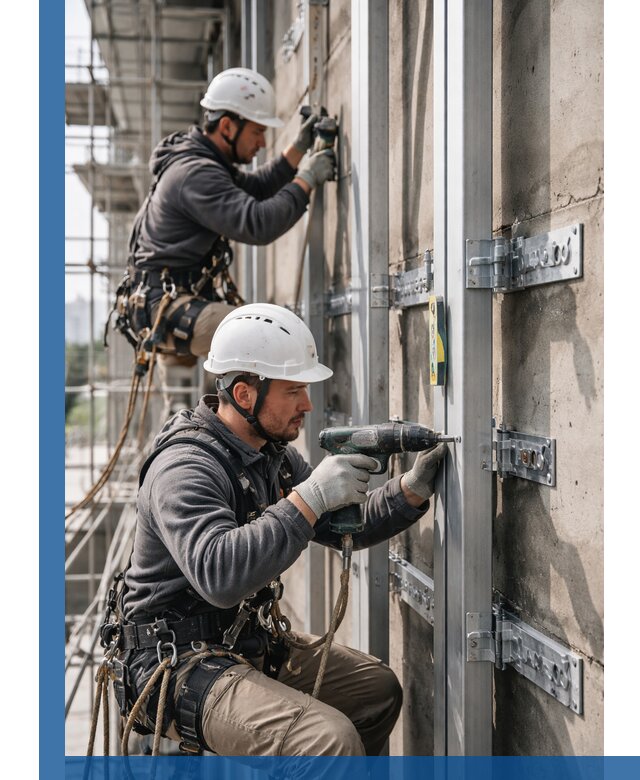 Монтаж и крепление подсистемы вентфасада в Полевской