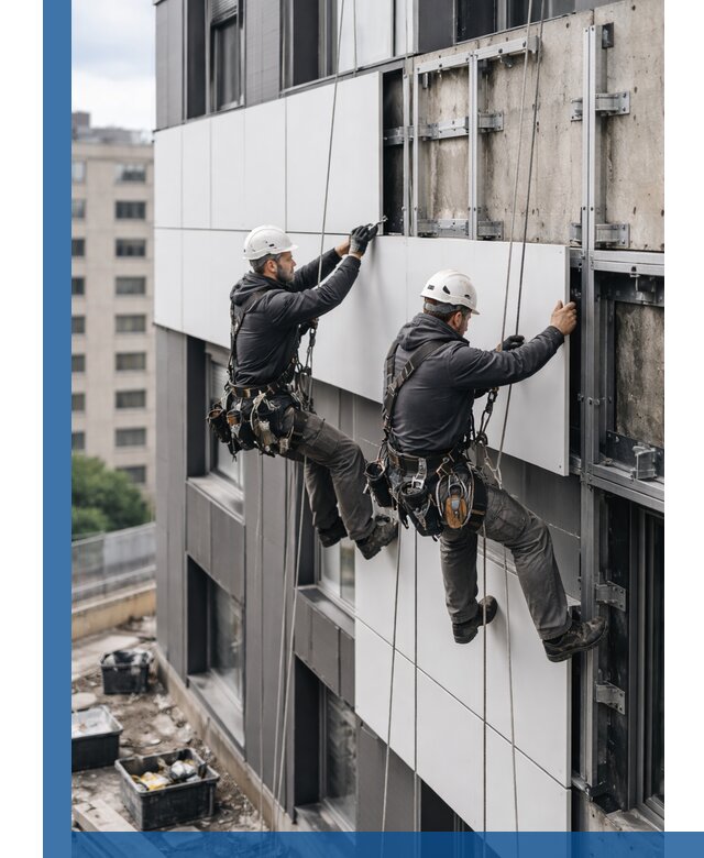 Монтаж композитных панелей фасада в Полевской под ключ
