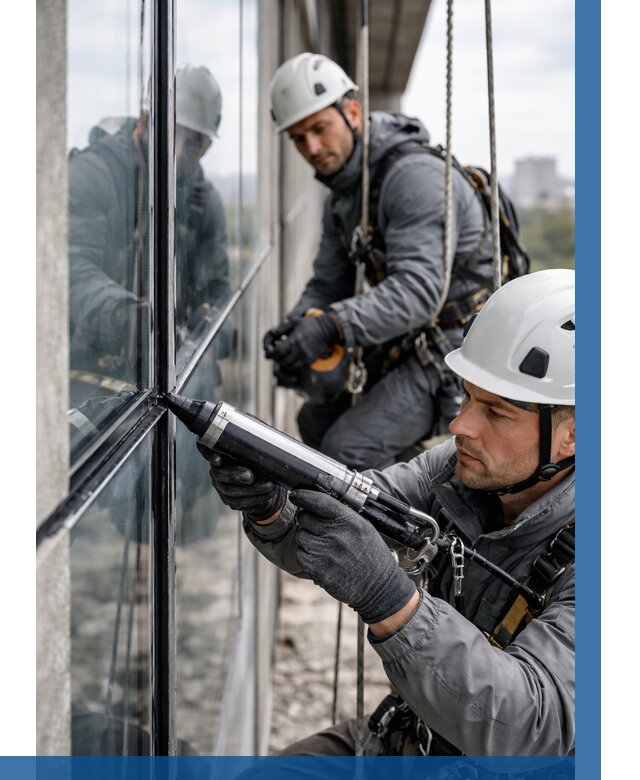 Герметизация витражных швов в Полевской от 667 р. | ВЫСОТНИК-Плв