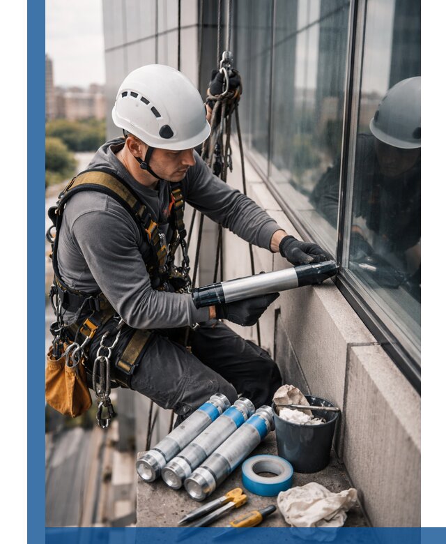 Герметизация стыков витража в Полевской для герметичных фасадов