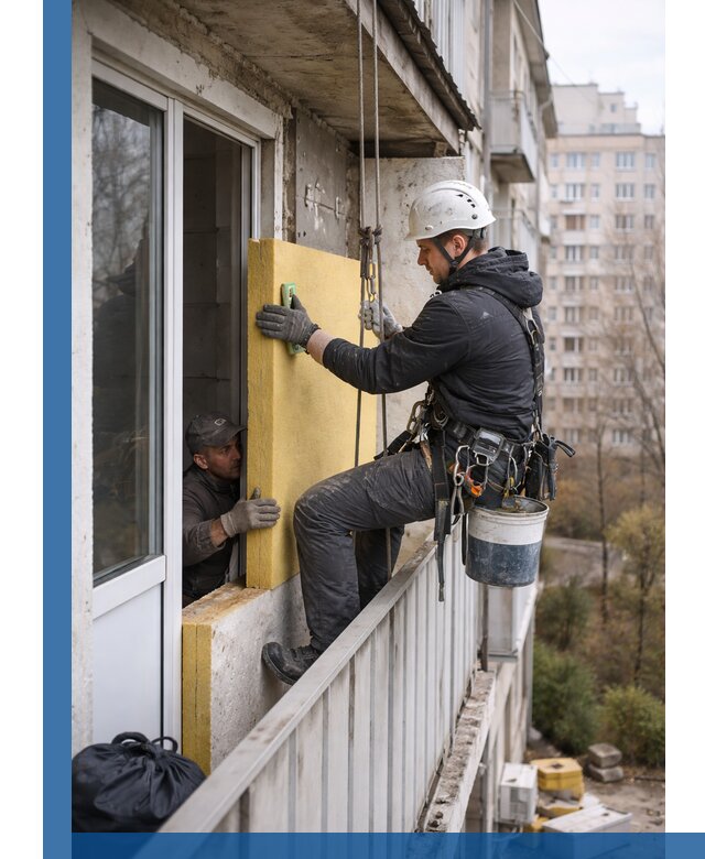 Профессиональное утепление балкона снаружи в Полевской под ключ