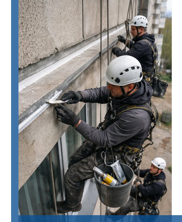 Герметизация примыкания балкона в Полевской под ключ с гарантией