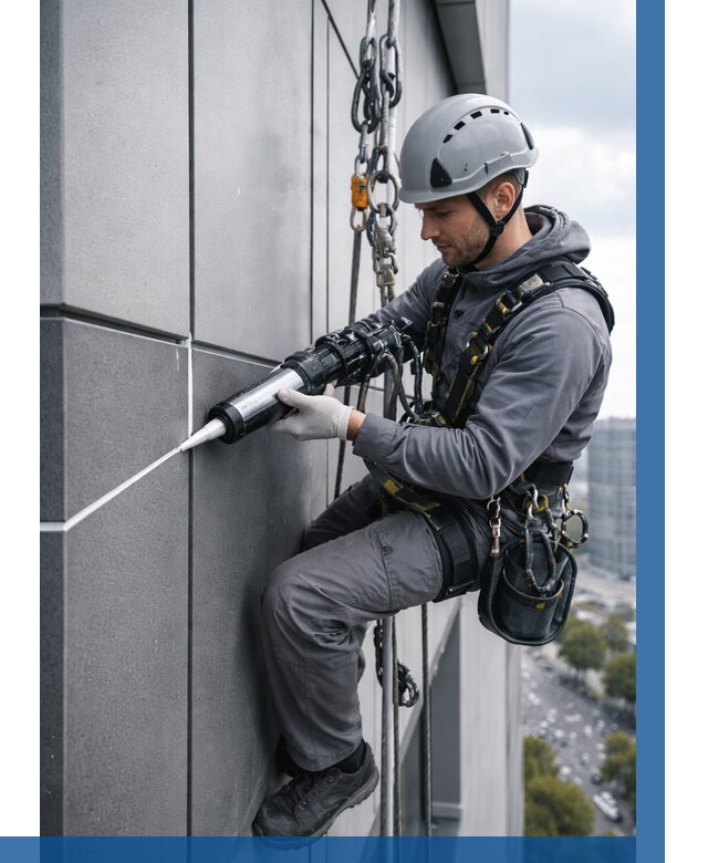 Герметизация стыков фасадных панелей в Полевской от 6672 р.| ВЫСОТНИК-Плв