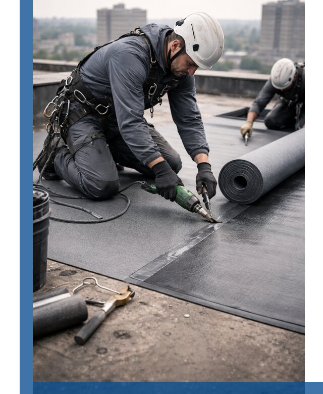 Ремонт мягкой кровли в Полевской с выездом промальпинистов