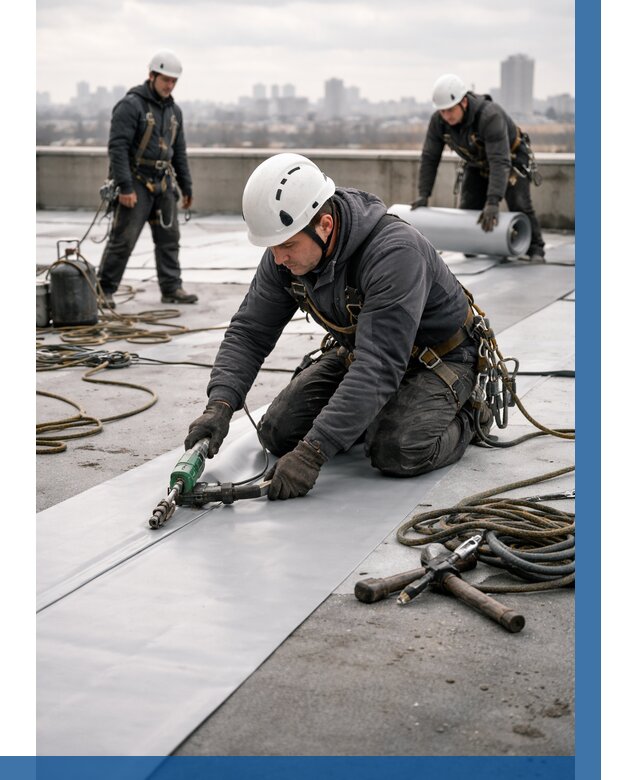 Ремонт мембранной кровли в Полевской от 1848 р./м2 | ВЫСОТНИК-Плв