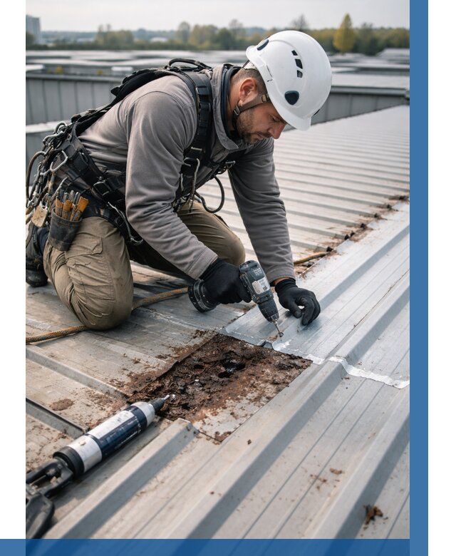 Ремонт профнастила на кровле в Полевской от 719 р. | ВЫСОТНИК-Плв