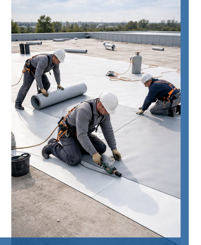 Монтаж мембранной кровли под ключ в Полевской от 1232 р. | ВЫСОТНИК-Плв