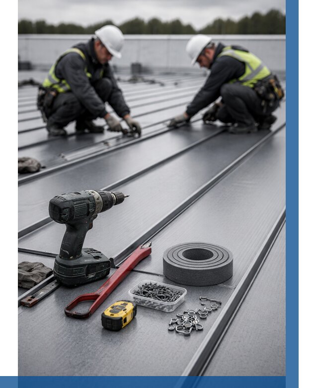 Монтаж фальцевой кровли в Полевской от 1848 р. | ВЫСОТНИК-Плв