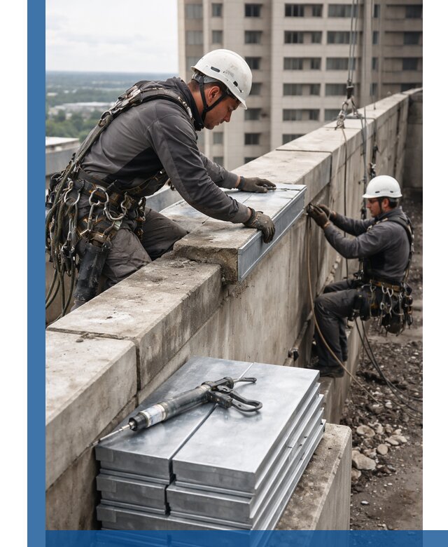 Замена парапетных крышек и установка новых в Полевской