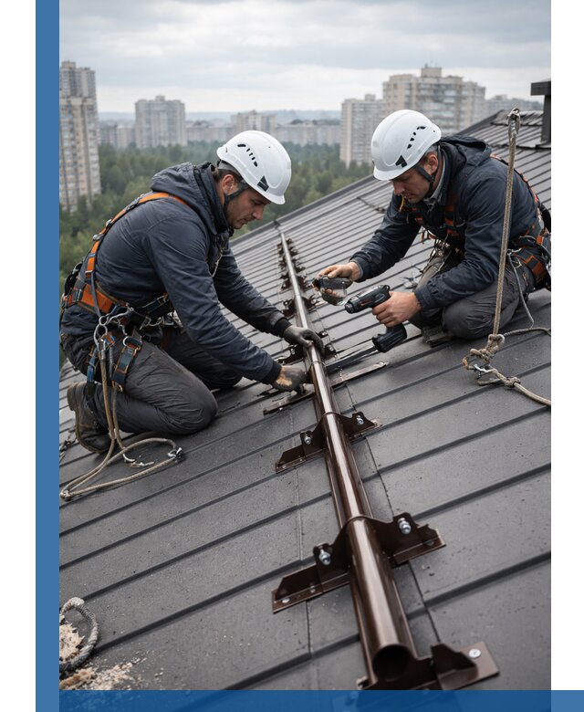 Монтаж снегозадержателей на кровле зданий в Полевской под ключ