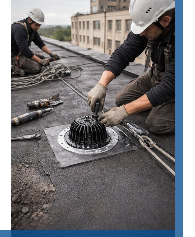 Установка водосточных воронок в Полевской цена от 3593 р. | ВЫСОТНИК-Плв