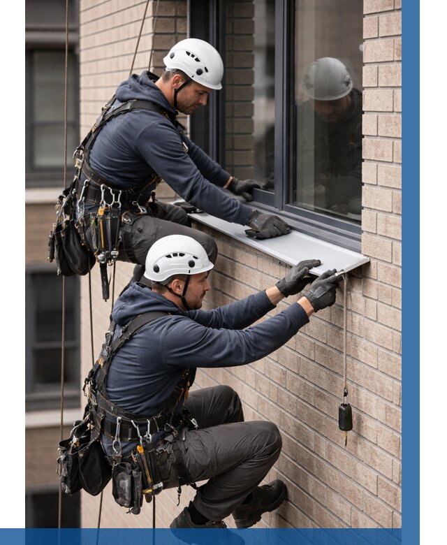 Монтаж оконных отливов под ключ в Полевской от 3593 р. | ВЫСОТНИК-Плв