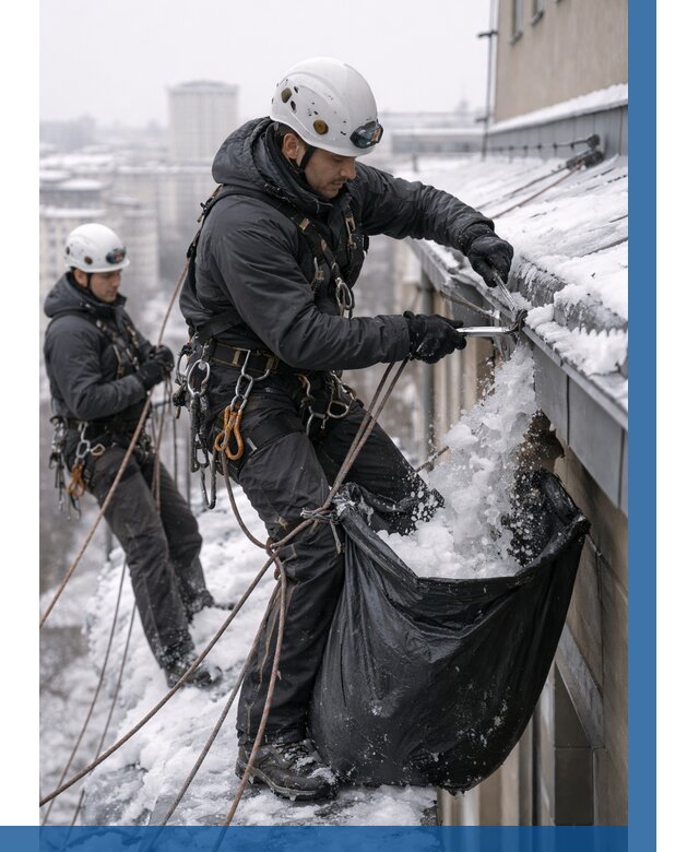 Аварийная очистка крыши в Полевской под ключ от 308 р. | ВЫСОТНИК-Плв