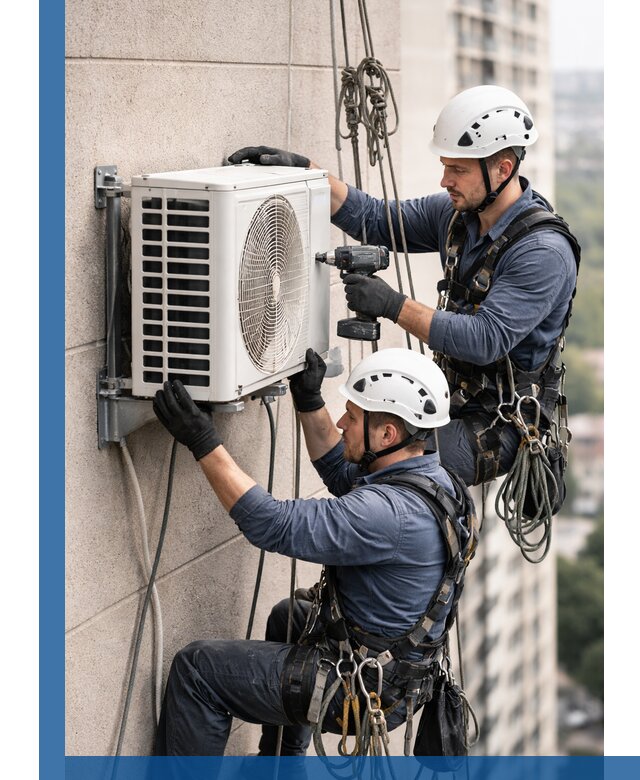 Монтаж внешнего блока кондиционера в Полевской установка и крепление