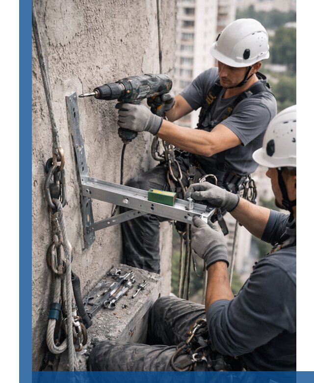 Установка кронштейнов кондиционера и крепежа в Полевской