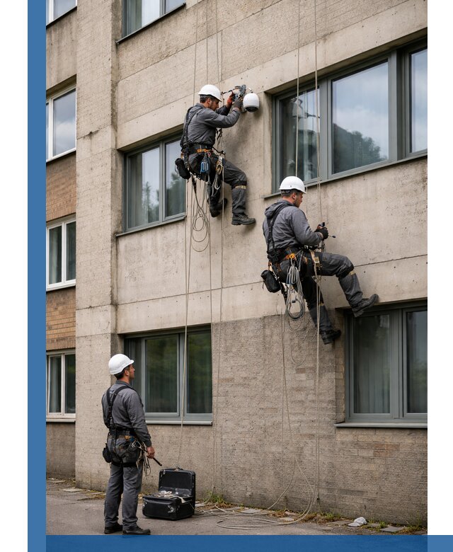 Монтаж фасадных камер видеонаблюдения в Полевской под ключ