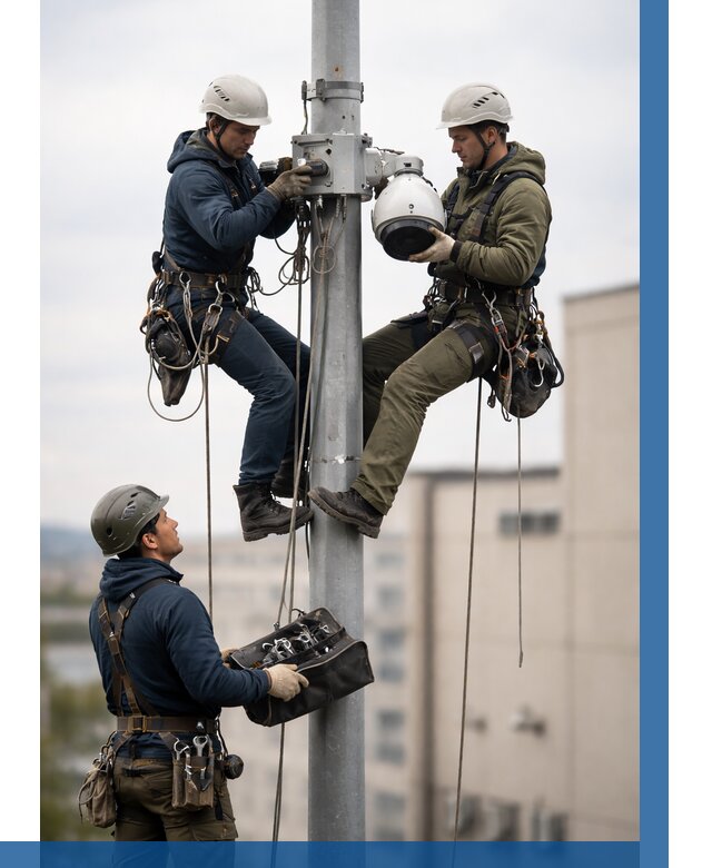 Установка видеокамер на мачте в Полевской от 8725 р. | ВЫСОТНИК-Плв