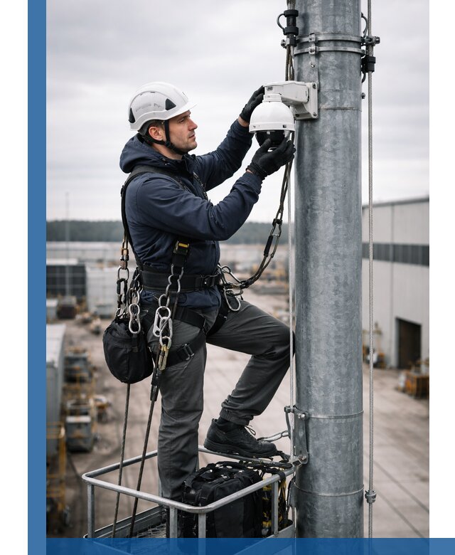 Профессиональная установка видеокамер на мачте в Полевской