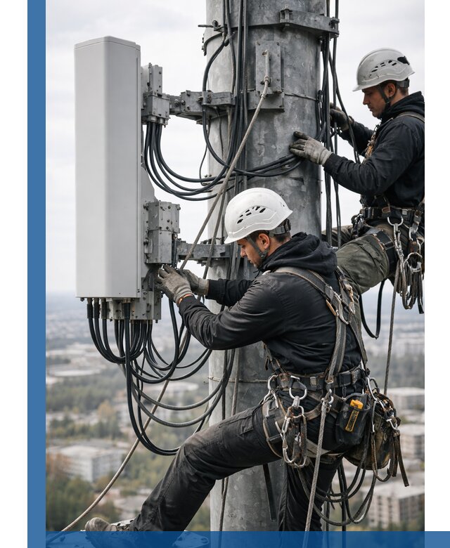 Монтаж оборудования связи на мачте в Полевской с пусконаладкой