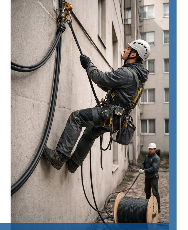 Протяжка кабеля питания на высоте в Полевской от 462 р. | ВЫСОТНИК-Плв