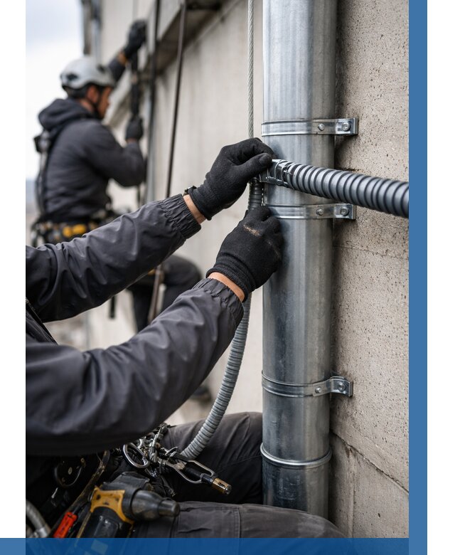 Монтаж гофры для кабеля в Полевской от 308 р. | ВЫСОТНИК-Плв