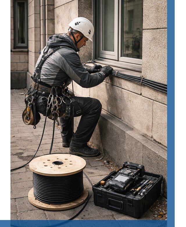 Прокладка оптоволоконного кабеля в Полевской от 821 р. | ВЫСОТНИК-Плв