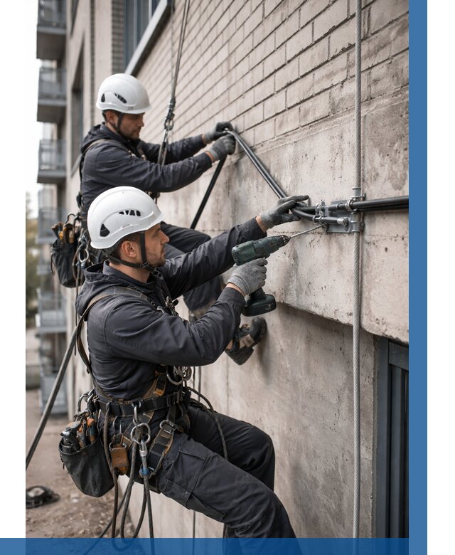 Крепление кабеля на фасаде в Полевской от 359 р. | ВЫСОТНИК-Плв