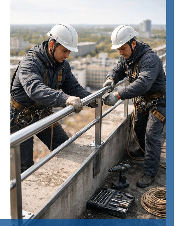 Монтаж перил на высоте в Полевской от 2566 р. | ВЫСОТНИК-Плв