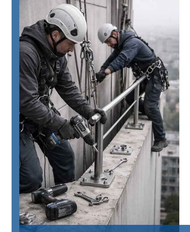 Монтаж перил на высоте в Полевской для жилых и промобъектов