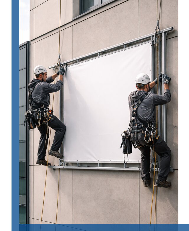 Монтаж наружной рекламной вывески в Полевской под ключ