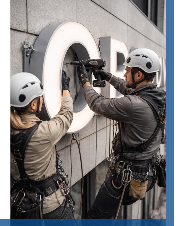 Монтаж световых букв в Полевской от 3080 р. под ключ ВЫСОТНИК-Плв