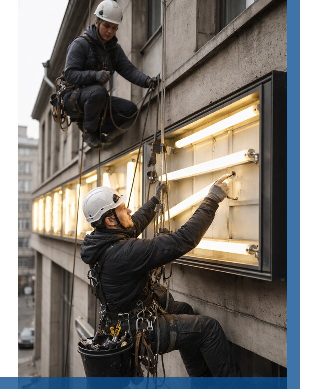 Замена ламп в вывеске в Полевской под ключ от 3593 р. | ВЫСОТНИК-Плв